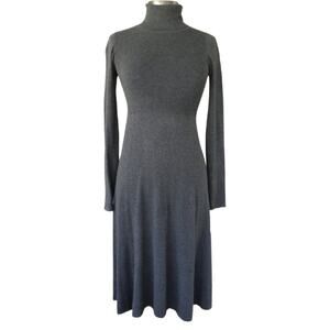 ZARA Gray Knit Turtleneck Midi Sweater Dress Long Sleeve Size Small
